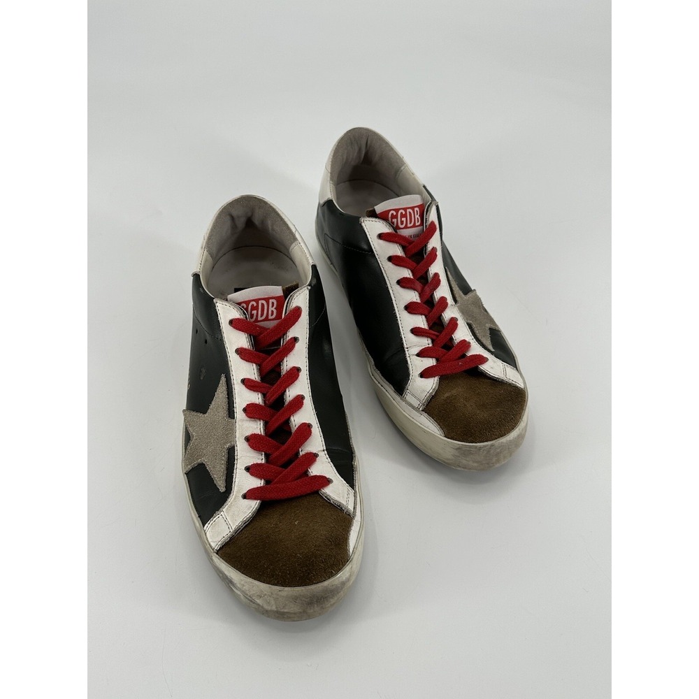 Golden Goose Super-Star Sneakers in Black Leather with Suede Insert Size 39